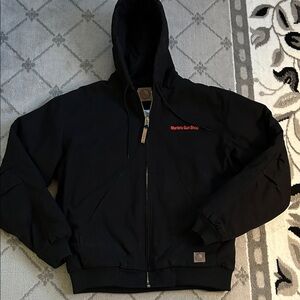 Berne Black Canvas Hooded Embroidered Jacket